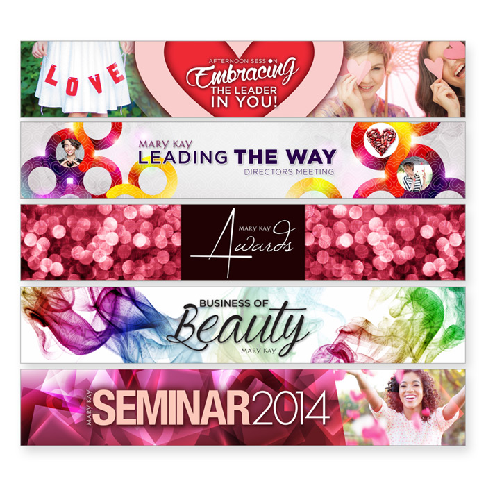 Designs of various Mary Kay annual event seminars