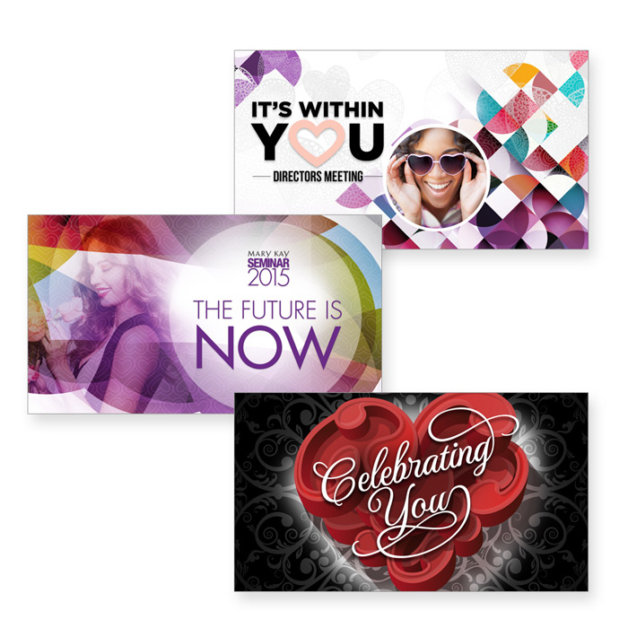 Designs of various Mary Kay annual event seminars